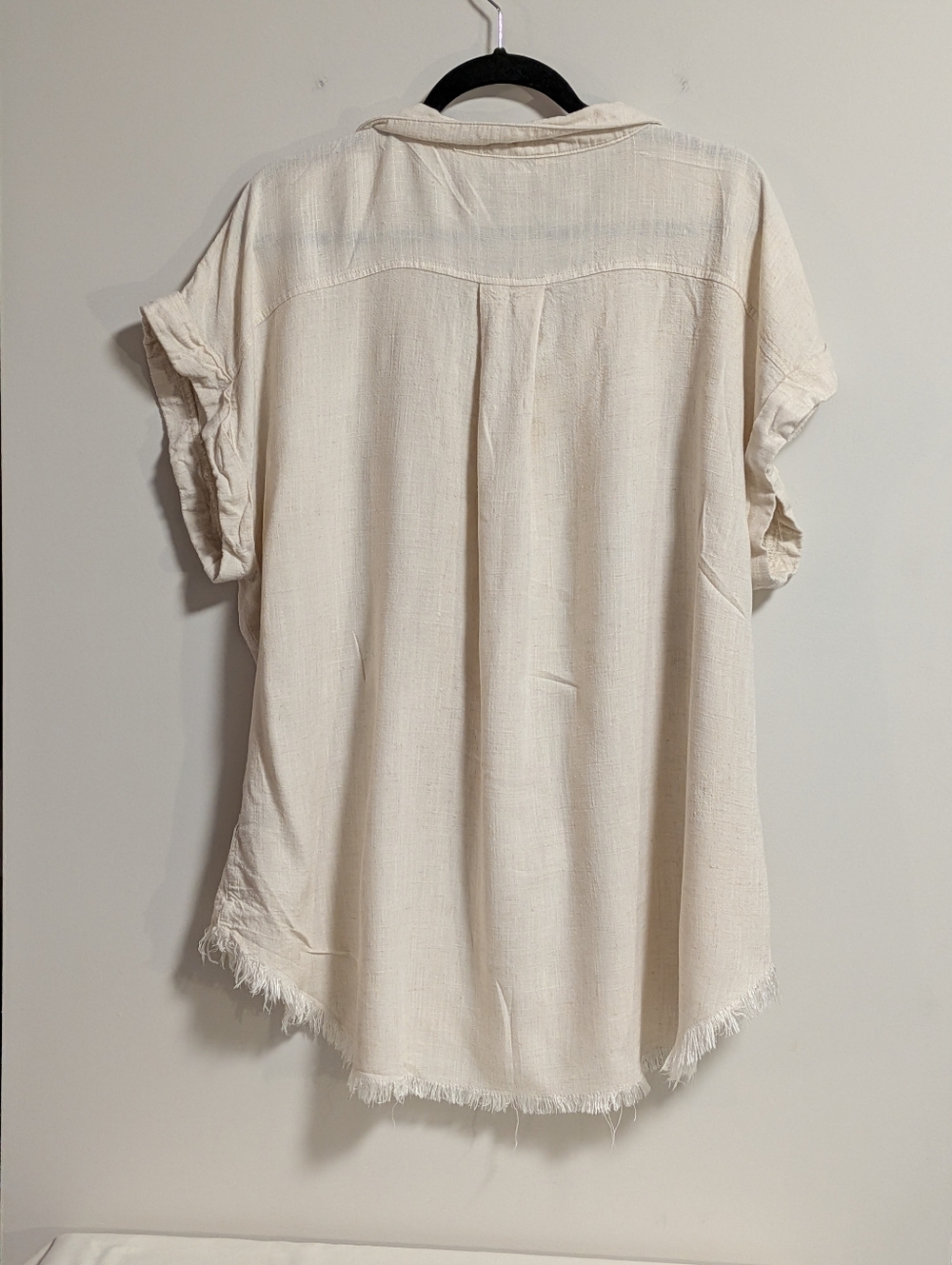 Umbree.  linen Rayon Blend raw hem and Button edge shirt Top Blouse.  2XL. - Picture 7 of 8